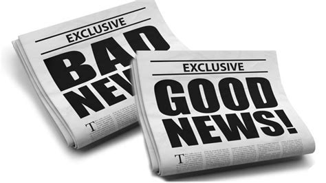 Newspapers with headlines reading "Good news" and "bad news"